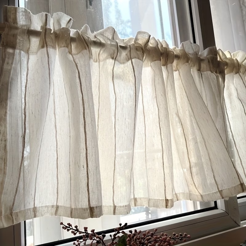 Commercial Kitchen Canopy - 1 Panel Vintage Rustic Striped Linen-look