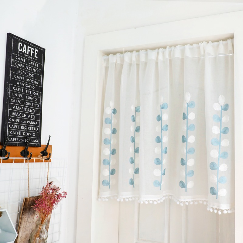 Commercial Kitchen Canopy - White Lace Sheer Valance Curtain,Rustic Rod