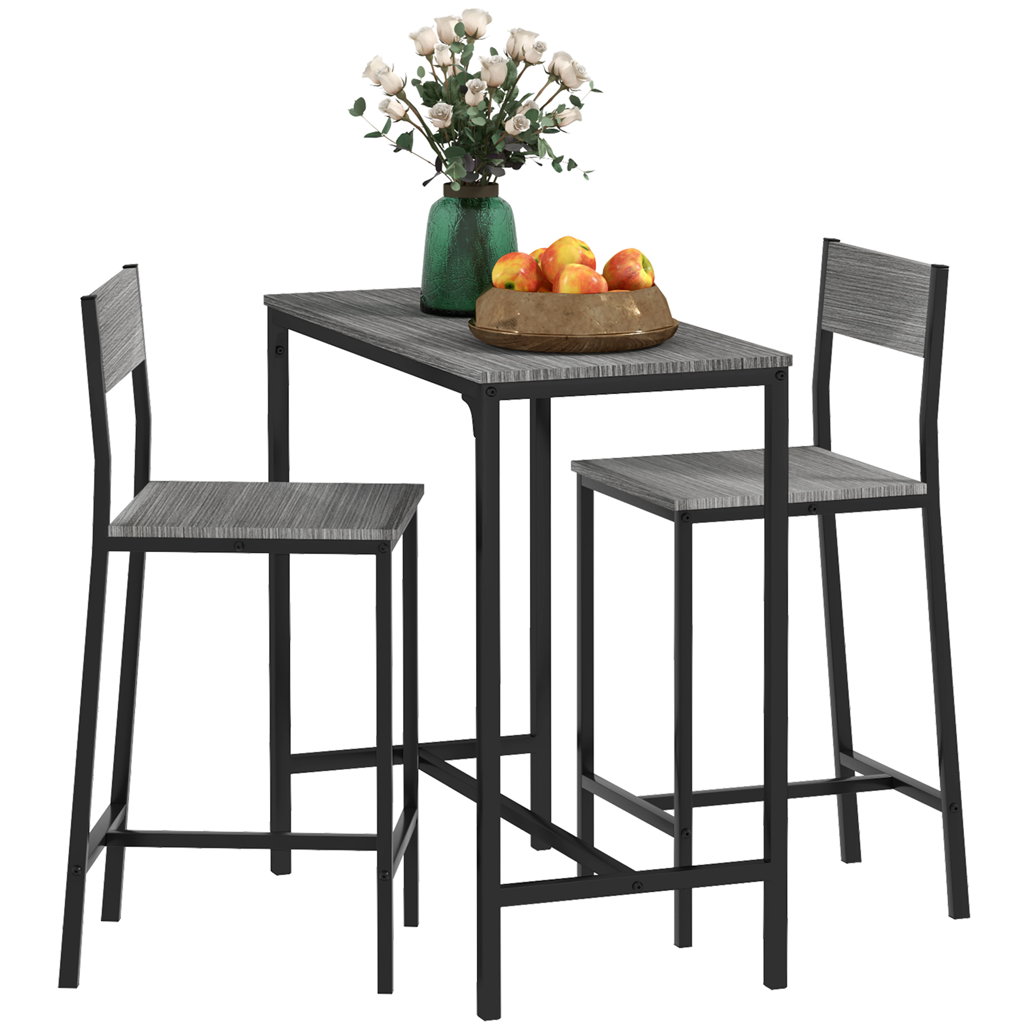 Commercial Kitchen Small Space - 3 Piece Bar Table and Chairs,