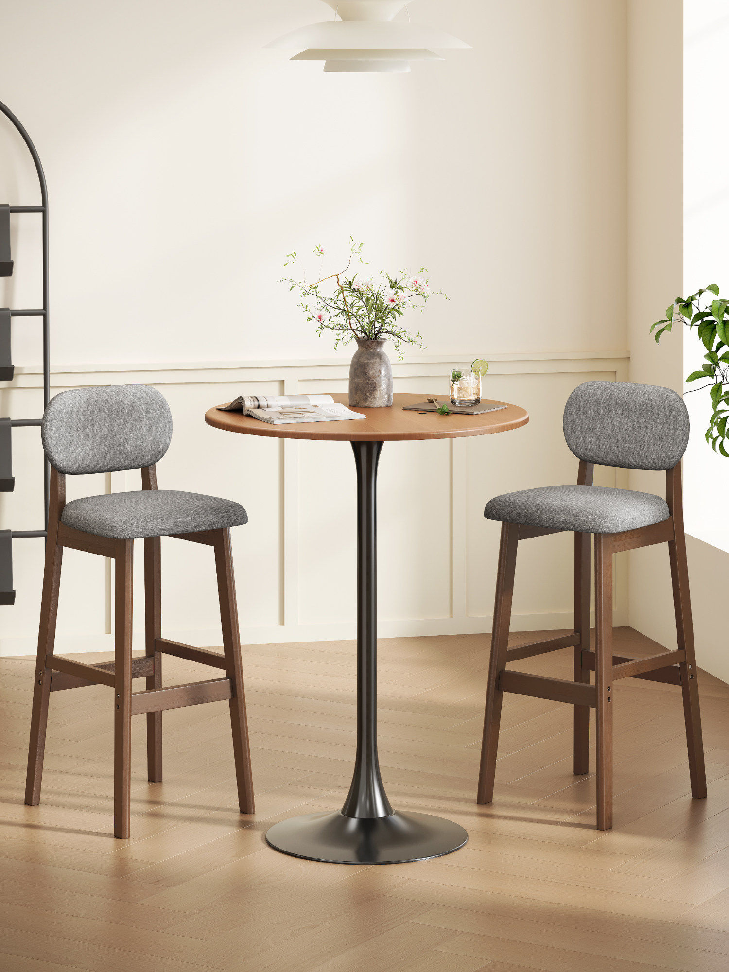 Commercial Kitchen Small Space - Modern Round Bar Table with High