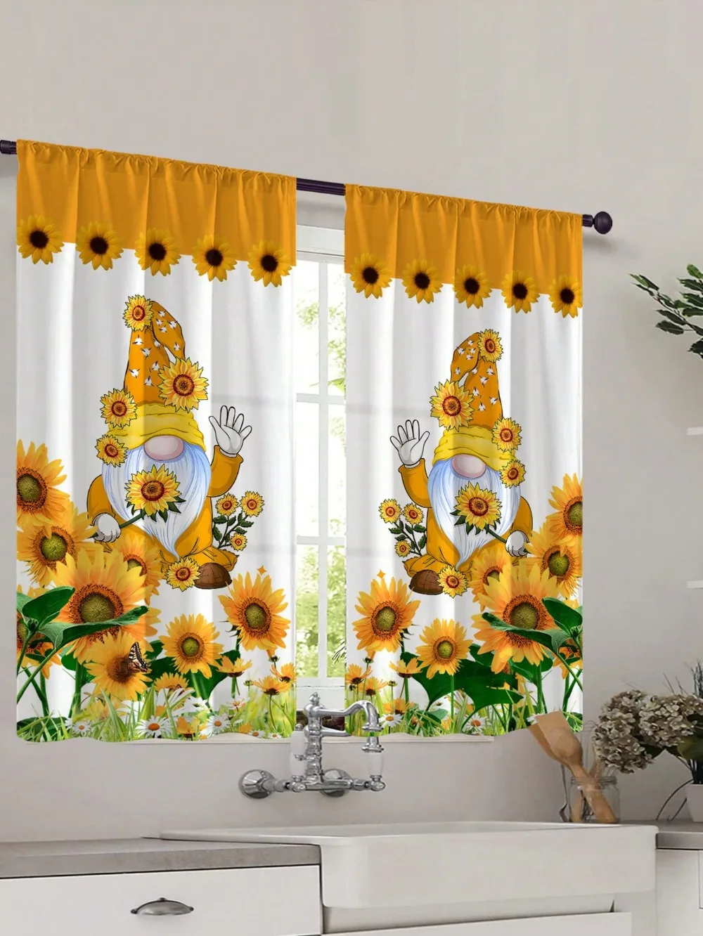 2Pcs Checkered Sunflower Print - огляд і ціна Commercial Kitchen Canopy