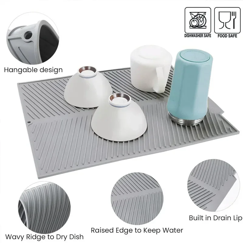 Silicone Dish Draining Mat, Po - огляд і ціна Commercial Kitchen Floor Drain