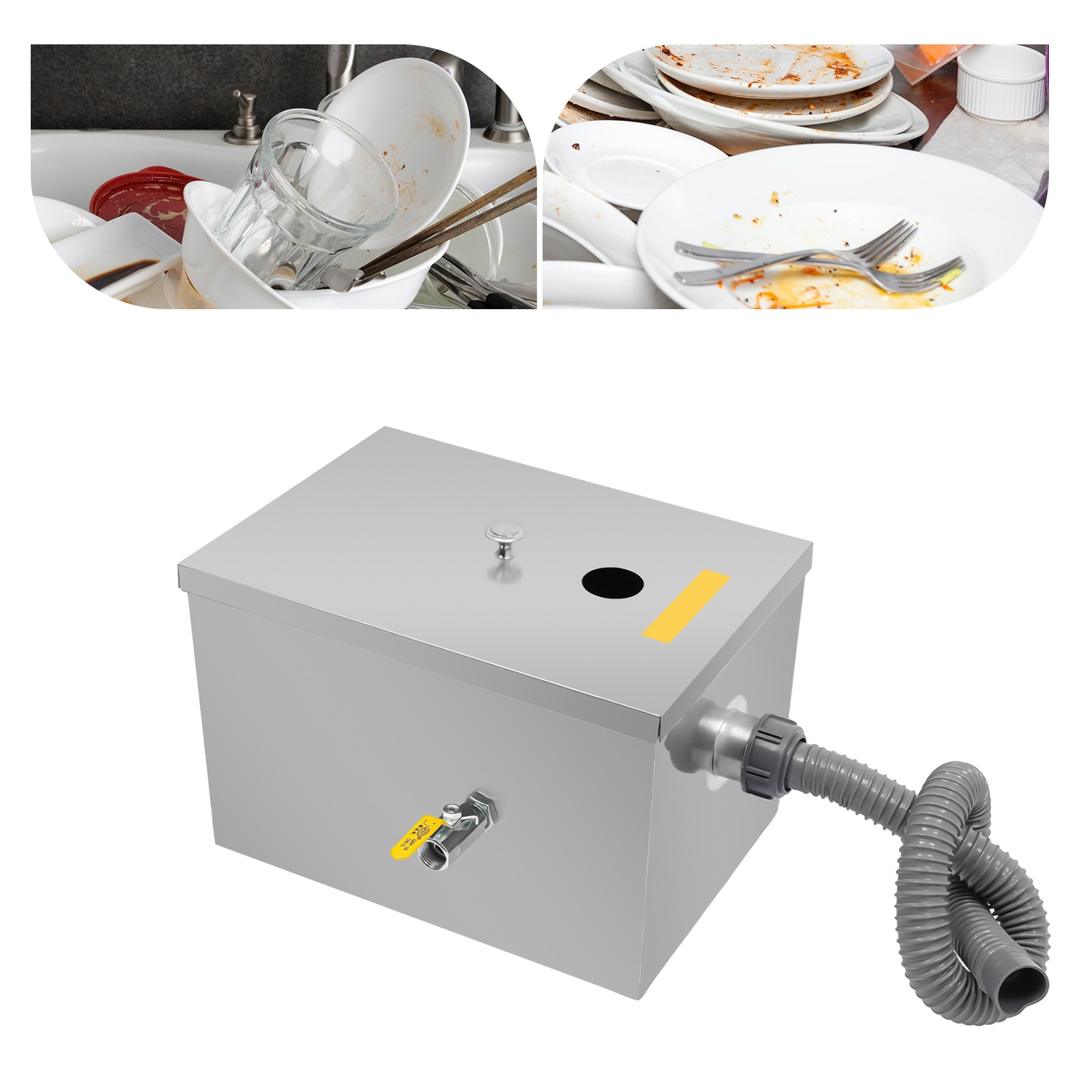 w/Drainage Pipe+Lid for Kitche - огляд і ціна Commercial Kitchen Grease Interceptor